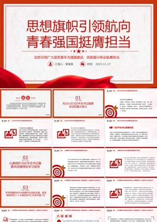 2023思想旗帜引领航向青春强国挺膺担当PPT大气精美引领广大团员青年在强国建设民族复兴伟业中挺膺担当团课.pptx