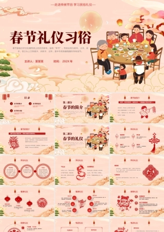 2024春节礼仪习俗PPT精美国风走进传统学习民俗下载.pptx