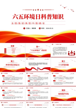 2024六五环境日科普PPT大气精美社区学校环保公益模板.pptx