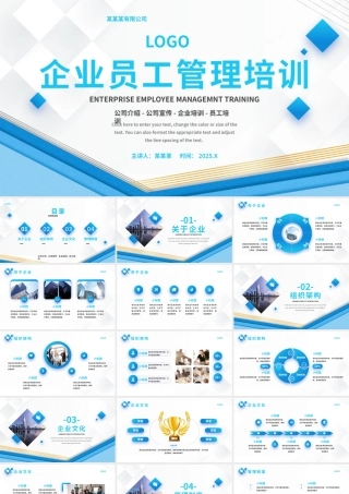 2025企业员工管理培训PPT精美淡蓝色管理培训通用模板.pptx
