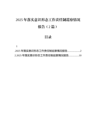 2025年落实意识形态工作责任制巡察情况报告（2篇）.docx