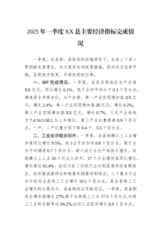 2025年一季度方城县主要经济指标完成情况.docx