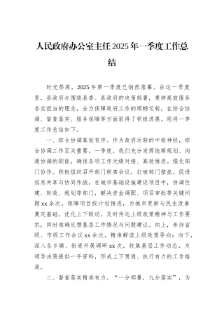 人民政府办公室主任2025年一季度工作总结.docx