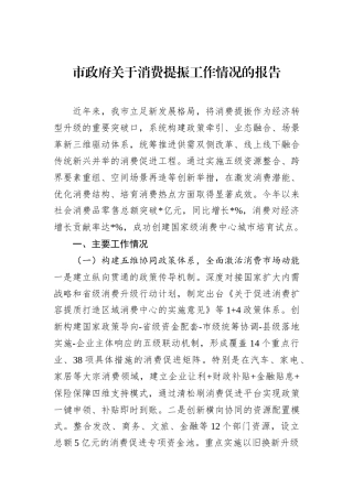 市政府关于消费提振工作情况的报告.docx