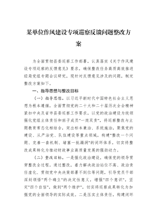 某单位作风建设专项巡察反馈问题整改方案.docx