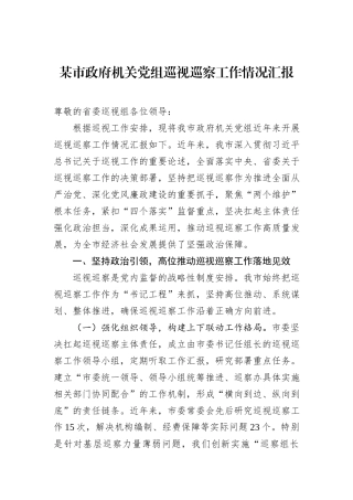 某市政府机关党组巡视巡察工作情况汇报.docx