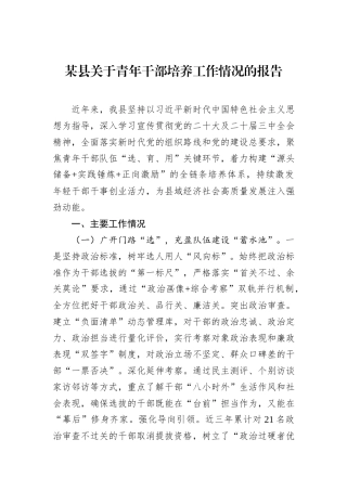 某县关于青年干部培养工作情况的报告.docx