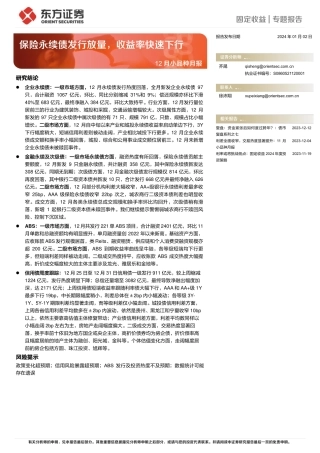 12月小品种月报：保险永续债发行放量，收益率快速下行-20240102-东方证券-23页.pdf