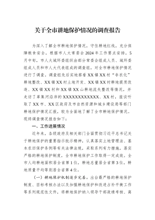 关于全市耕地保护情况的调查报告.docx