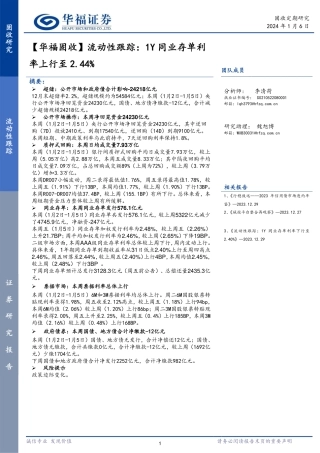 【华福固收】流动性跟踪：1Y同业存单利率上行至2.44%-20240106-华福证券-12页.pdf