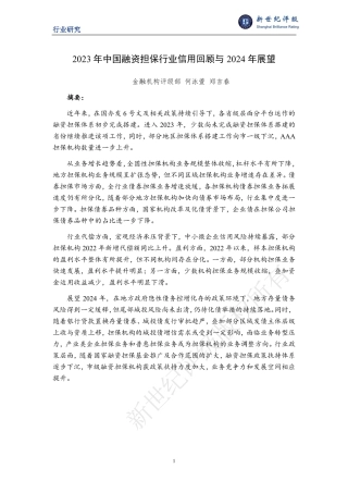 2023年中国融资担保行业信用回顾与2024年展望-22页.pdf