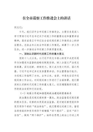 在全市巡察工作推进会上的讲话.docx