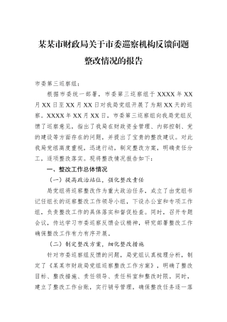 某某市财政局关于市委巡察机构反馈问题整改情况的报告.docx