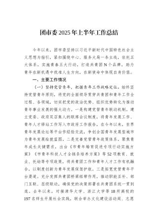 团市委2025年上半年工作总结.docx