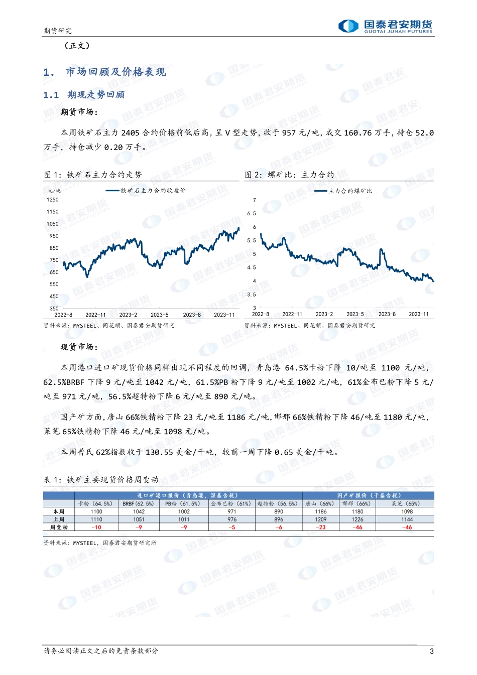 铁矿石：预期反复，宽幅震荡-20240121-国泰期货-10页.pdf_第3页