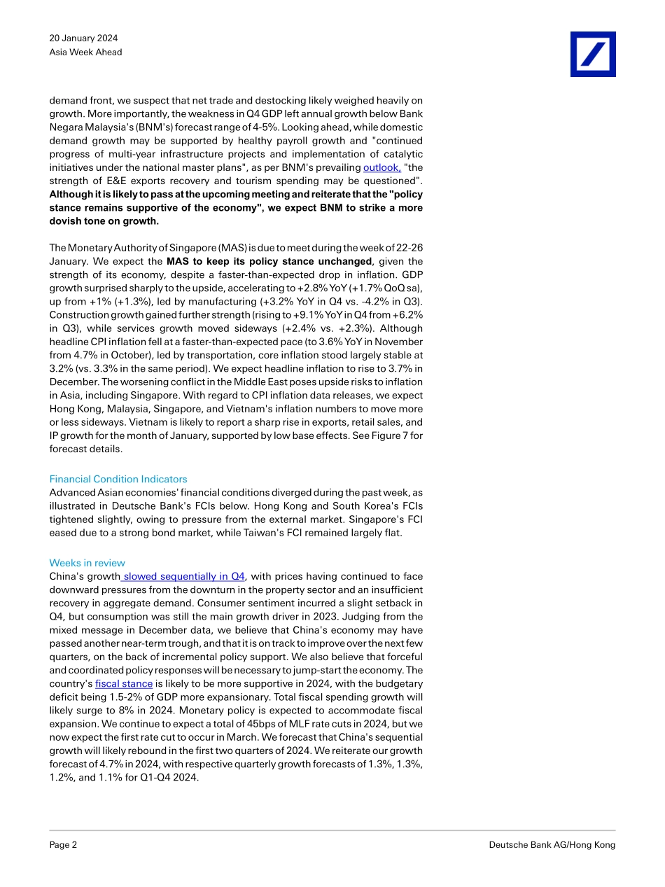Deutsche Bank-Asia Week Ahead What you need to know 22-26 Jan-106038662.pdf_第2页