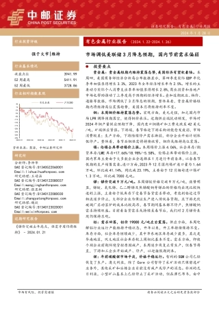 有色金属行业报告：市场调低美联储3月降息预期，国内节前需求偏弱-20240128-中邮证券-15页.pdf