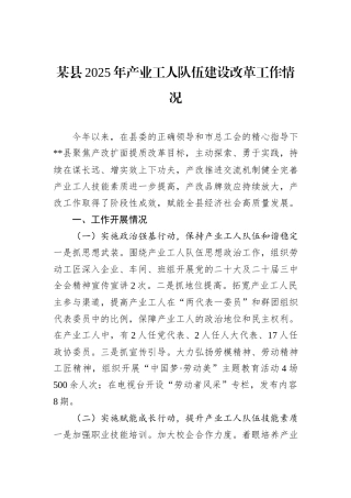某县2025年产业工人队伍建设改革工作情况.docx