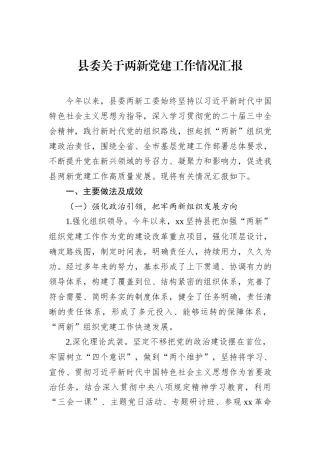 县委关于两新党建工作情况汇报.docx
