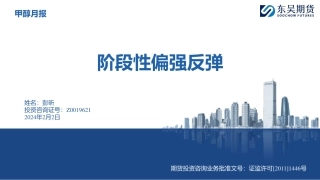 甲醇月报：阶段性偏强反弹-20240202-东吴期货-45页.pdf