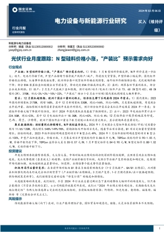 光伏行业月度跟踪：N型硅料价格小涨，“产装比”预示需求向好-20240206-国金证券-19页.pdf
