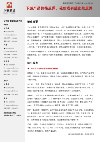 工业硅月报：下游产品价格反弹，硅价或有望止跌反弹-20240204-华泰期货-19页.pdf