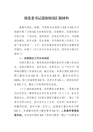 镇党委书记巡察情况汇报材料.docx