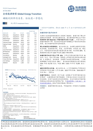全球能源转型：磁铁利润率仍为负，但未进一步恶化-20240216-海通国际-14页.pdf