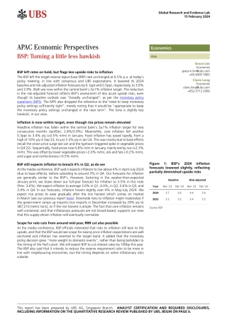 UBS Economics-APAC Economic Perspectives _BSP Turning a little less hawki...-106547981.pdf