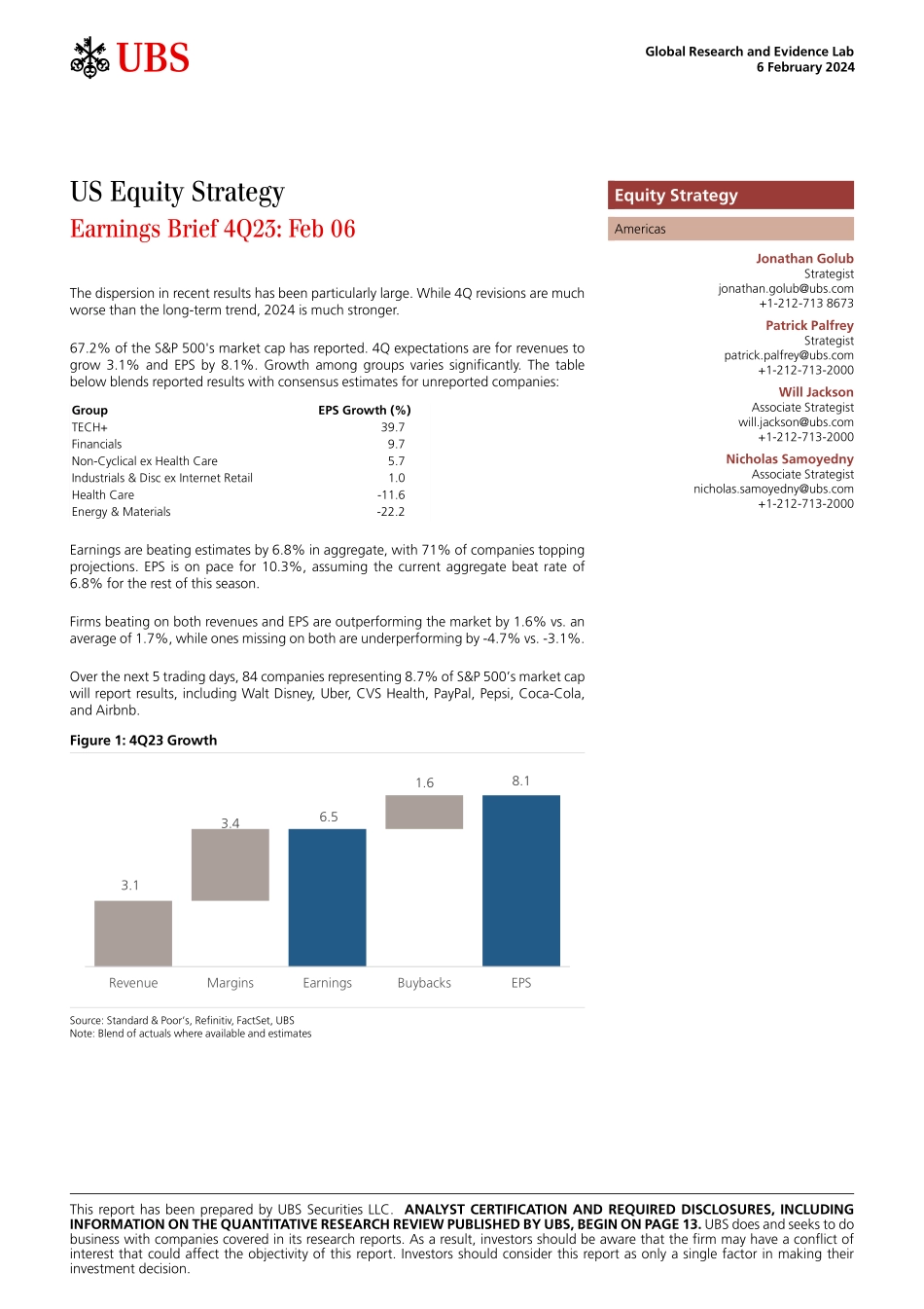 UBS Equities-US Equity Strategy _Earnings Brief 4Q23 Feb 06_ Golub-106366817.pdf_第1页