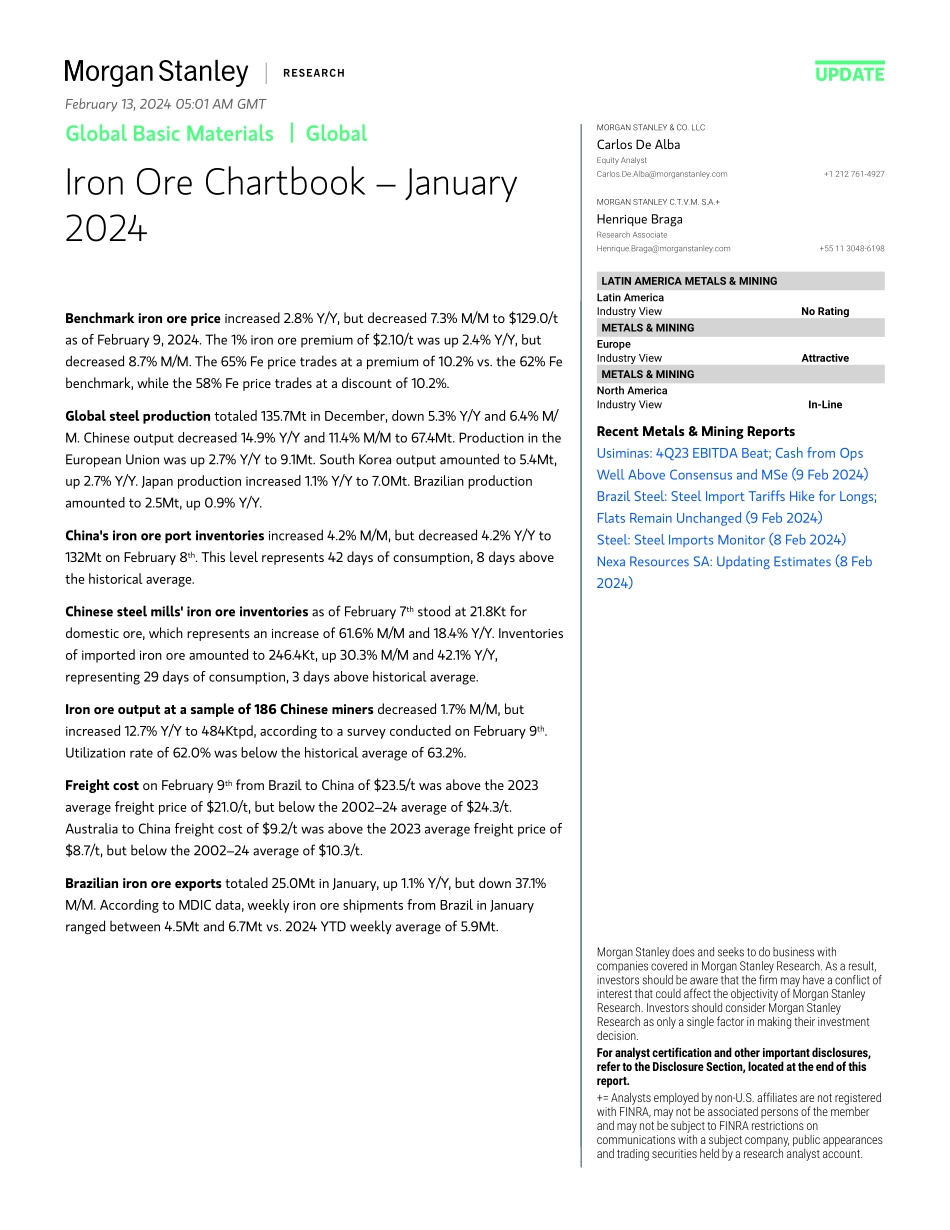 Morgan Stanley-Global Basic Materials Iron Ore Chartbook – January 2024-106496558.pdf_第1页