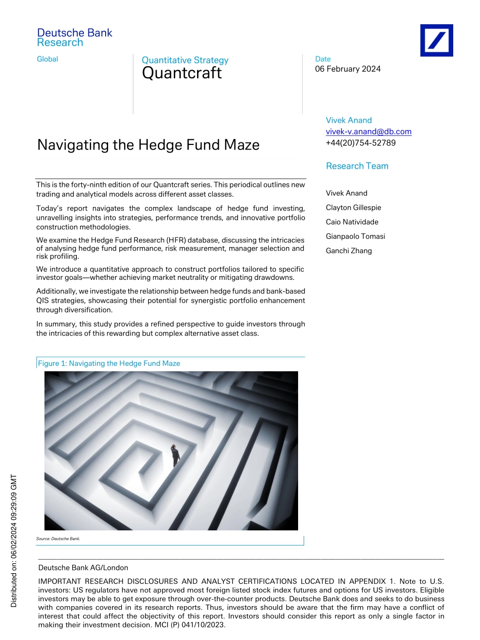 Deutsche Bank-Quantcraft Navigating the Hedge Fund Maze-106363924.pdf_第1页