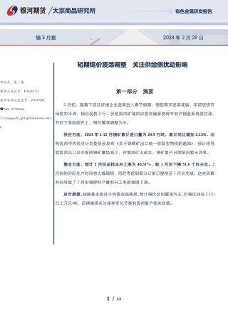 锡3月报：短期锡价震荡调整 关注供给侧扰动影响-20240229-银河期货-13页.pdf