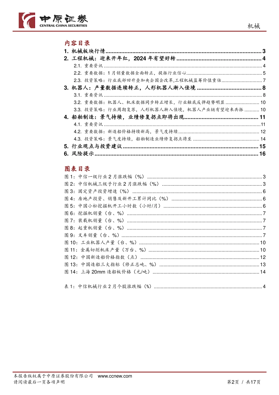 机械行业月报：人形机器人渐入佳境，船舶行业景气持续向上-20240229-中原证券-17页.pdf_第2页