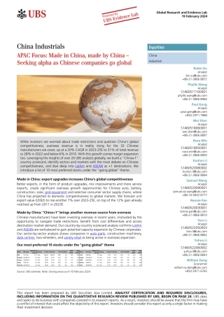 UBS Equities-China Industrials _APAC Focus Made in China, made by China ...-106587448.pdf