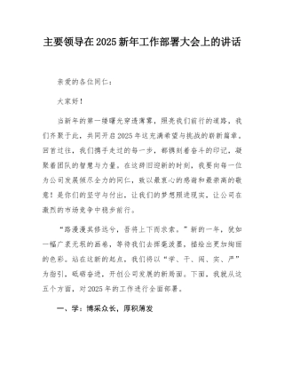 主要领导在2025新年工作部署大会上的讲话.docx