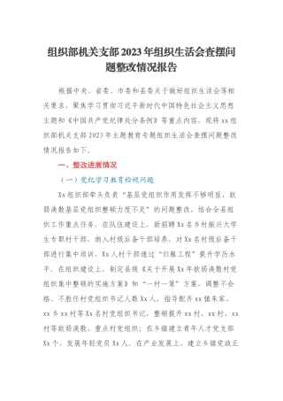 组织部机关支部2024-2025年组织SH会查摆问题整改情况报告.docx