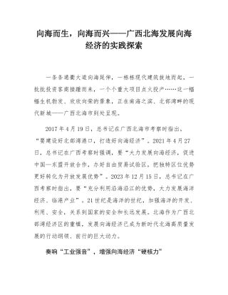 向海而生，向海而兴——广西北海发展向海经济的实践探索.docx