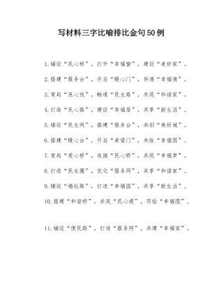 写材料三字比喻排比金句50例.docx