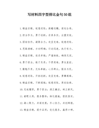 写材料四字型排比金句50组.docx