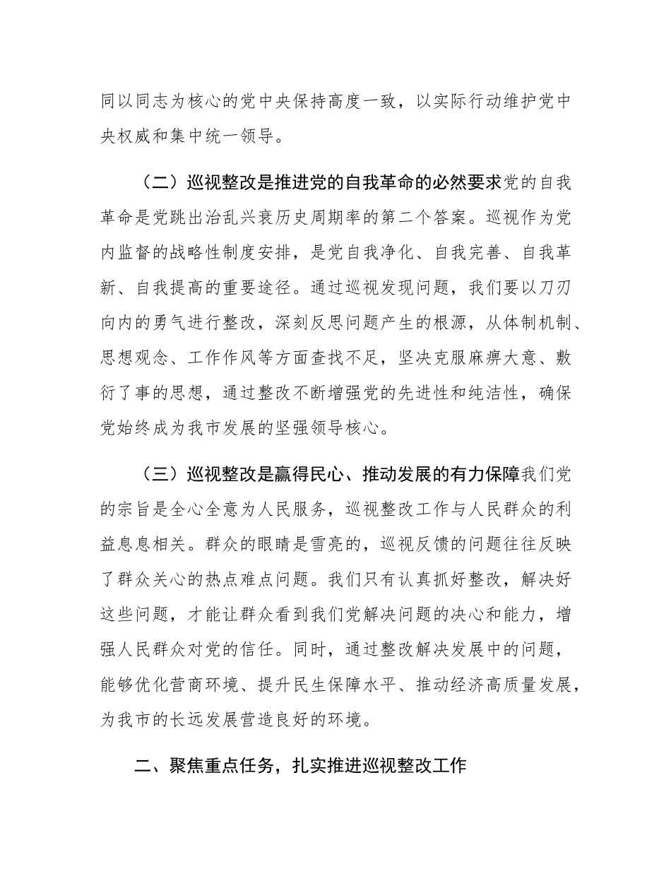 在2024年全市推进巡视整改工作动员会议上的讲话.docx_第2页
