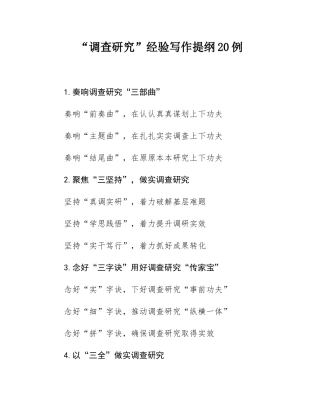 “调查研究”经验写作提纲20例.docx