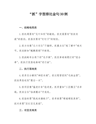 “抓”字型排比金句30例.docx