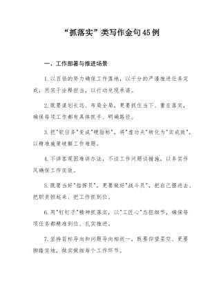 “抓落实”类写作金句45例.docx