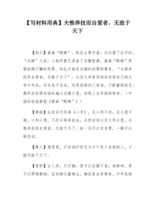 【写材料用典】夫惟养技而自爱者，无敌于天下.docx