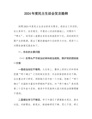 2024年度民主SH会发言提纲.docx