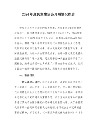 2024年度民主SH会开展情况报告.docx