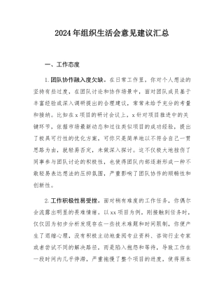 2024年组织SH会意见建议汇总.docx