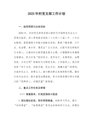 2025年村党支部工作计划.docx