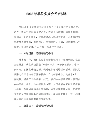 2025年单位务虚会发言材料.docx